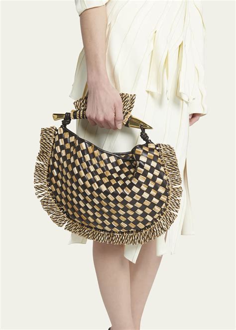 Miu Miu Raffia Top Handle Bag .